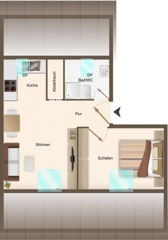 „Kapitalanlage mit Potenzial: 2-Zi.-DG-Wohnung in Denkendorf“, 73770 Denkendorf, Dachgeschosswohnung