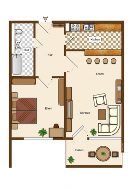 „Solide Kapitalanlage – Vermietete 2-Zi.-Hochparterre ETW in guter Lage von Stuttgart-Möhringen“, 70567 Stuttgart / Möhringen, Erdgeschosswohnung